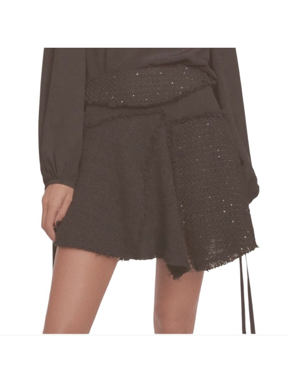 Zara Studio Black Tweed/Sequin Mini Skater Skirt